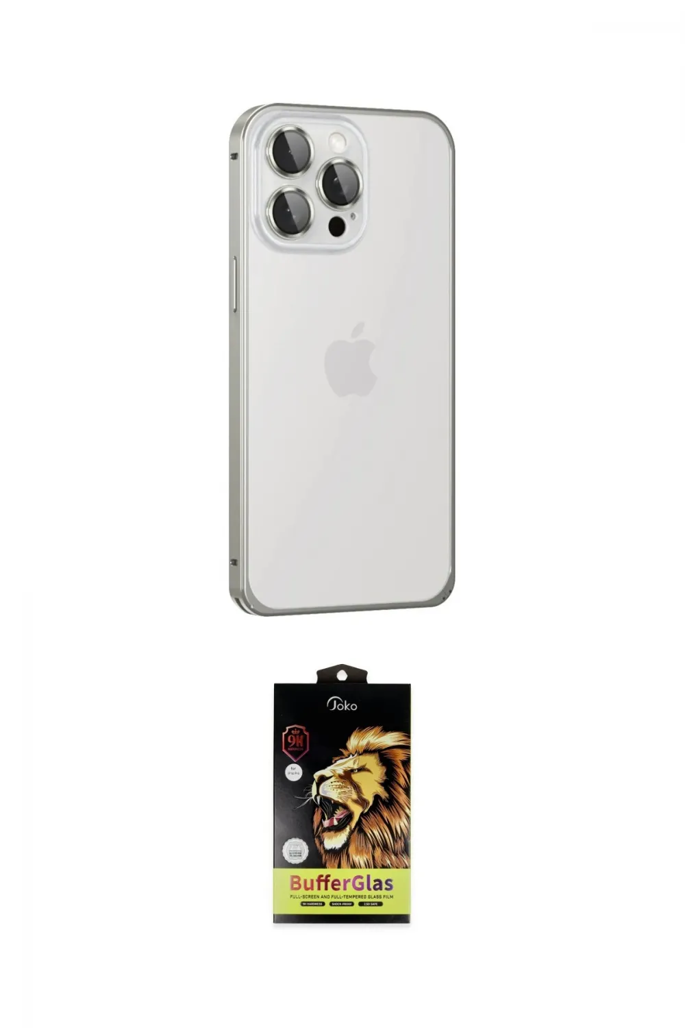 ieg™ iPhone 15 Pro Kılıf Eksen Form Serisi - Siyah Buffer Cam Ekran Koruyucu