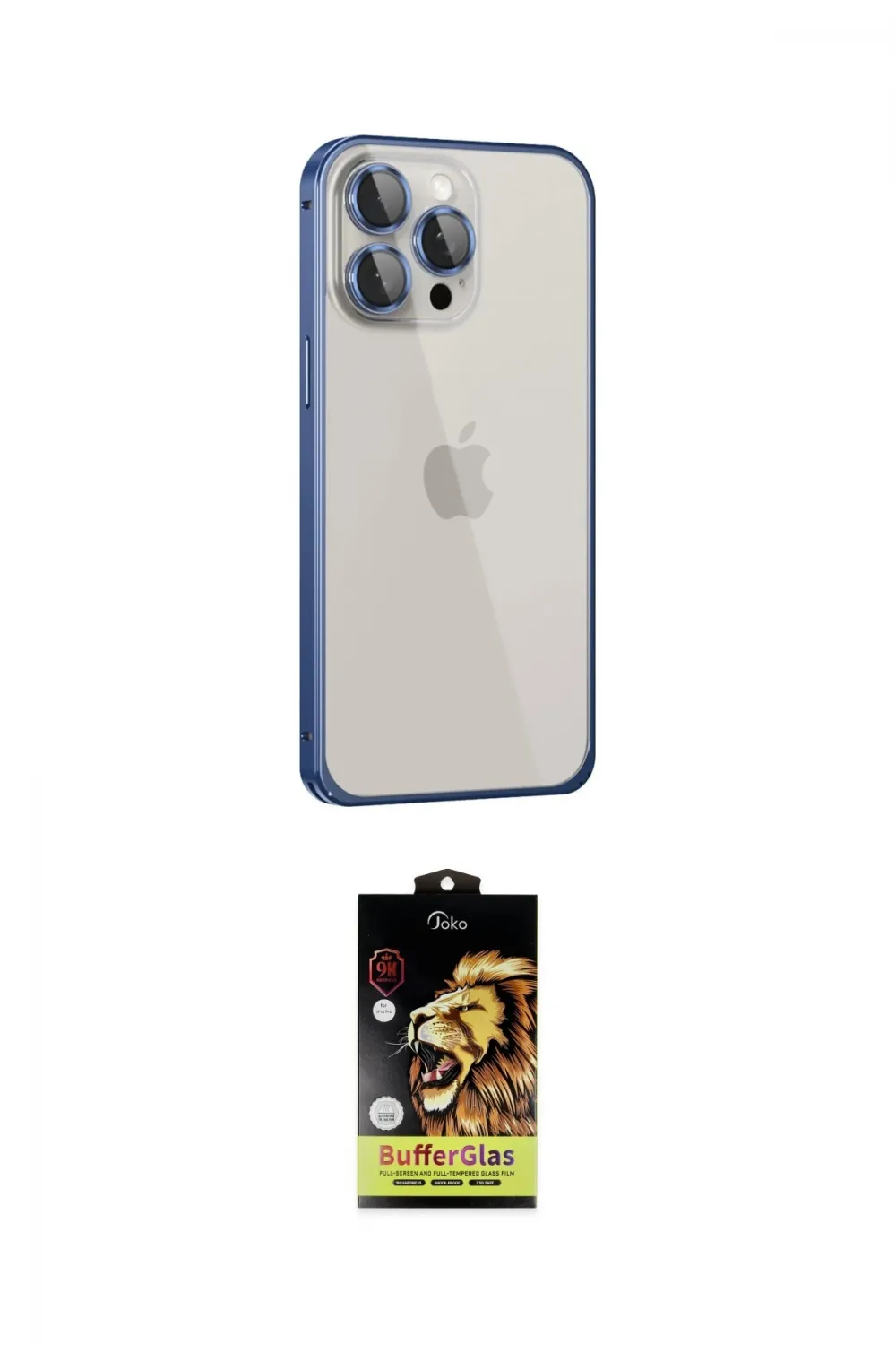 ieg™ iPhone 15 Pro Kılıf Eksen Form Serisi - Siyah Buffer Cam Ekran Koruyucu