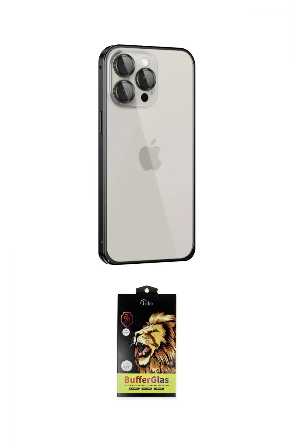 ieg™ iPhone 15 Pro Kılıf Eksen Form Serisi - Siyah Buffer Cam Ekran Koruyucu