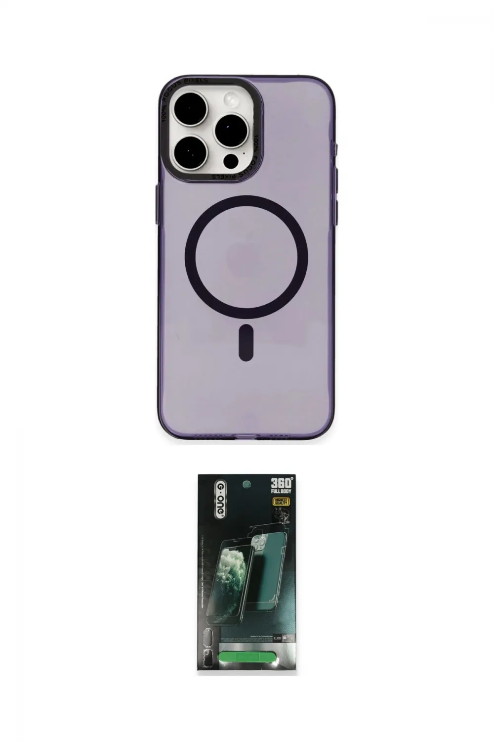 ieg™ iPhone 15 Pro Kılıf Eksen Işık Prime - Şeffaf 360 Full Body Arka Koruyucu