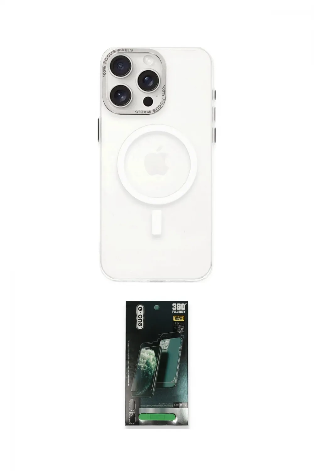 ieg™ iPhone 15 Pro Kılıf Eksen Işık Prime - Şeffaf 360 Full Body Arka Koruyucu