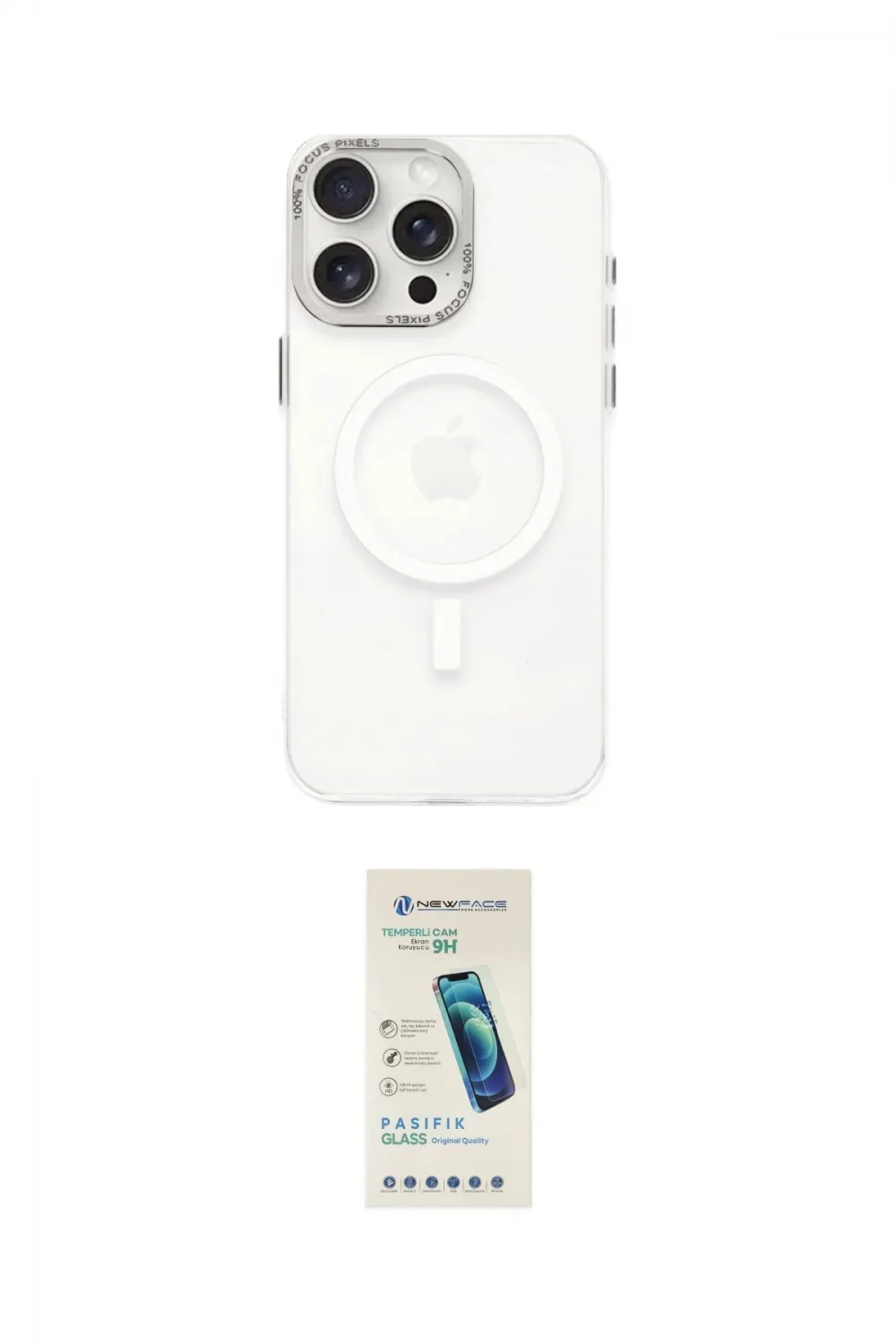 ieg™ iPhone 15 Pro Kılıf Eksen Işık Prime - Şeffaf Pasifik Cam Ekran Koruyucu