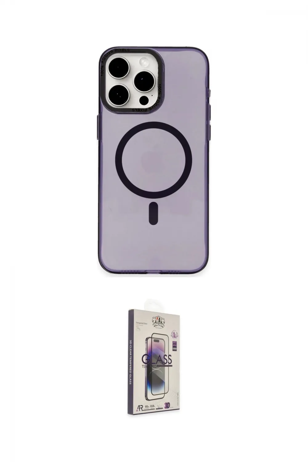 ieg™ iPhone 15 Pro Kılıf Eksen Işık Prime - Siyah Bilvis 3D Cam Ekran Koruyucu