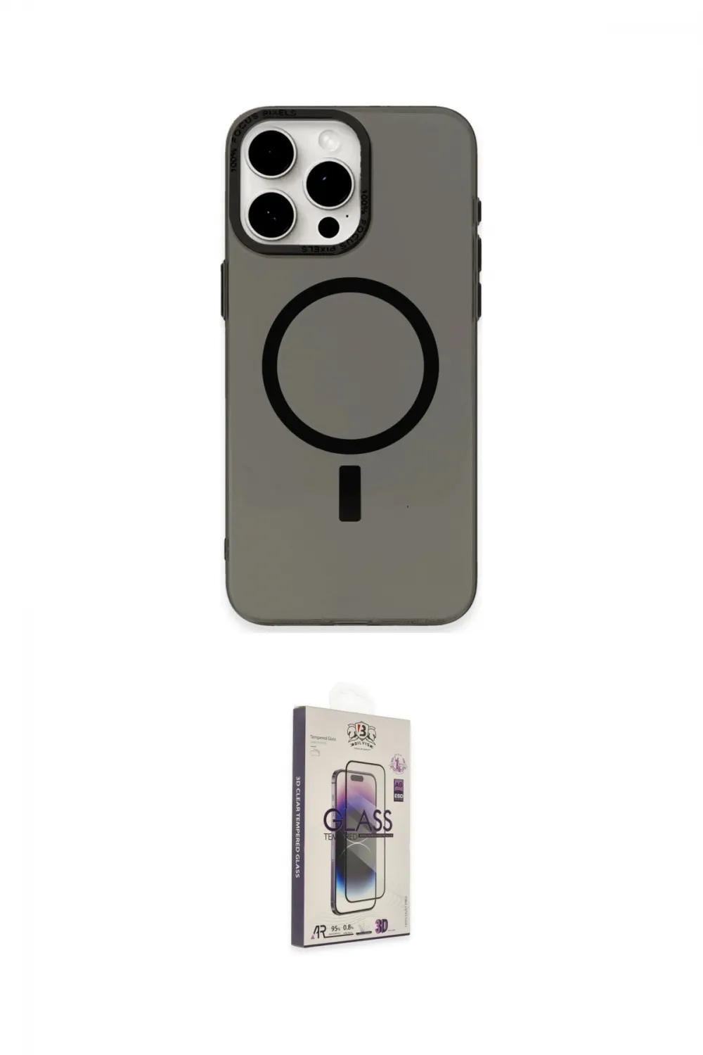 ieg™ iPhone 15 Pro Kılıf Eksen Işık Prime - Siyah Bilvis 3D Cam Ekran Koruyucu