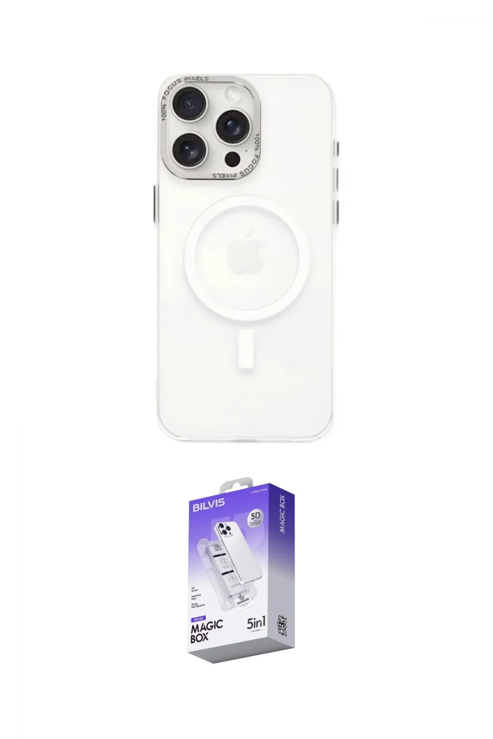 ieg™ iPhone 15 Pro Kılıf Eksen Işık Prime - Siyah Bilvis 5in1 3D Magic Cam Ekran Koruyucu