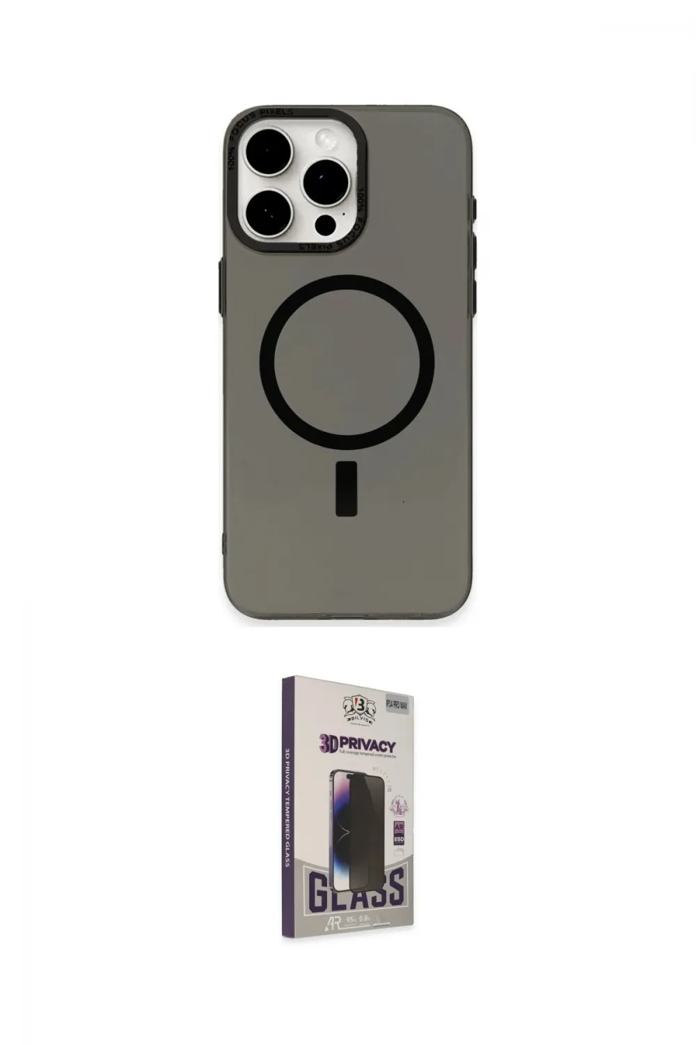 ieg™ iPhone 15 Pro Kılıf Eksen Işık Prime - Siyah Bilvis Hayalet Cam Ekran Koruyucu