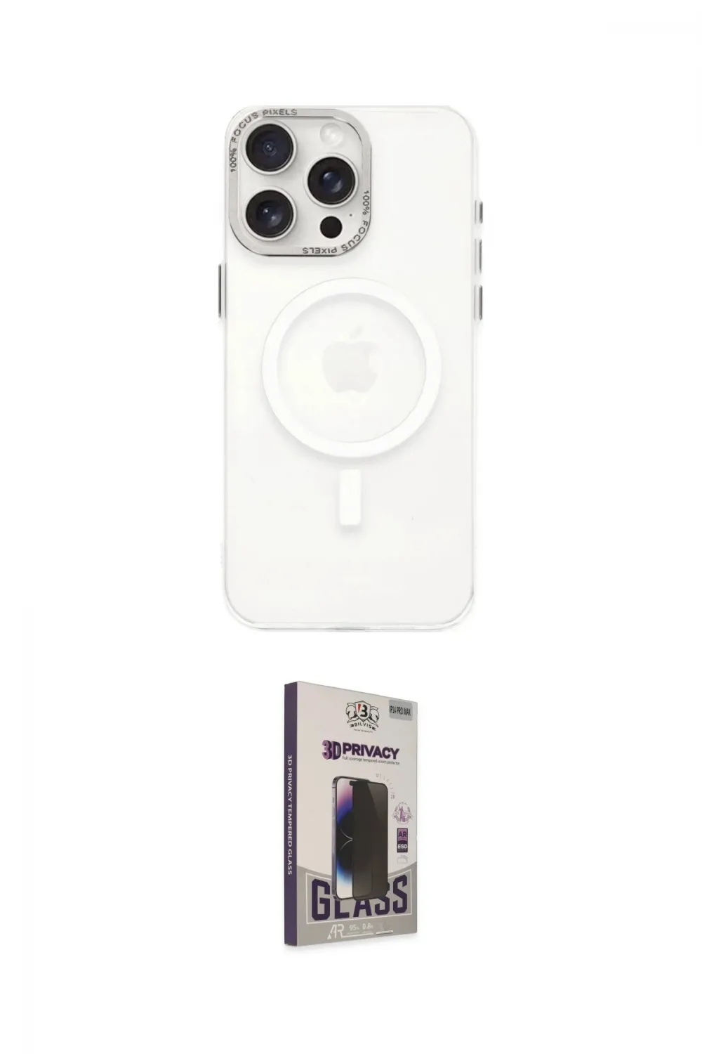 ieg™ iPhone 15 Pro Kılıf Eksen Işık Prime - Siyah Bilvis Hayalet Cam Ekran Koruyucu