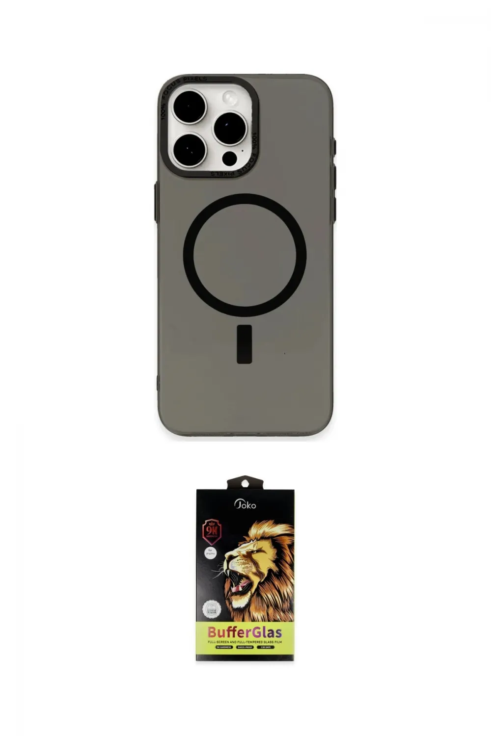 ieg™ iPhone 15 Pro Kılıf Eksen Işık Prime - Siyah Buffer Cam Ekran Koruyucu