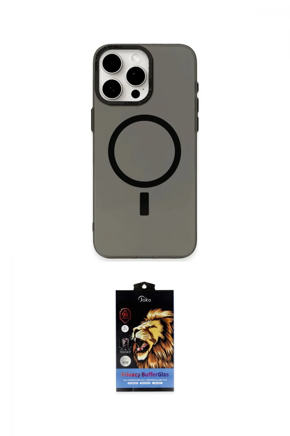ieg™ iPhone 15 Pro Kılıf Eksen Işık Prime - Siyah Buffer Hayalet Cam Ekran Koruyucu