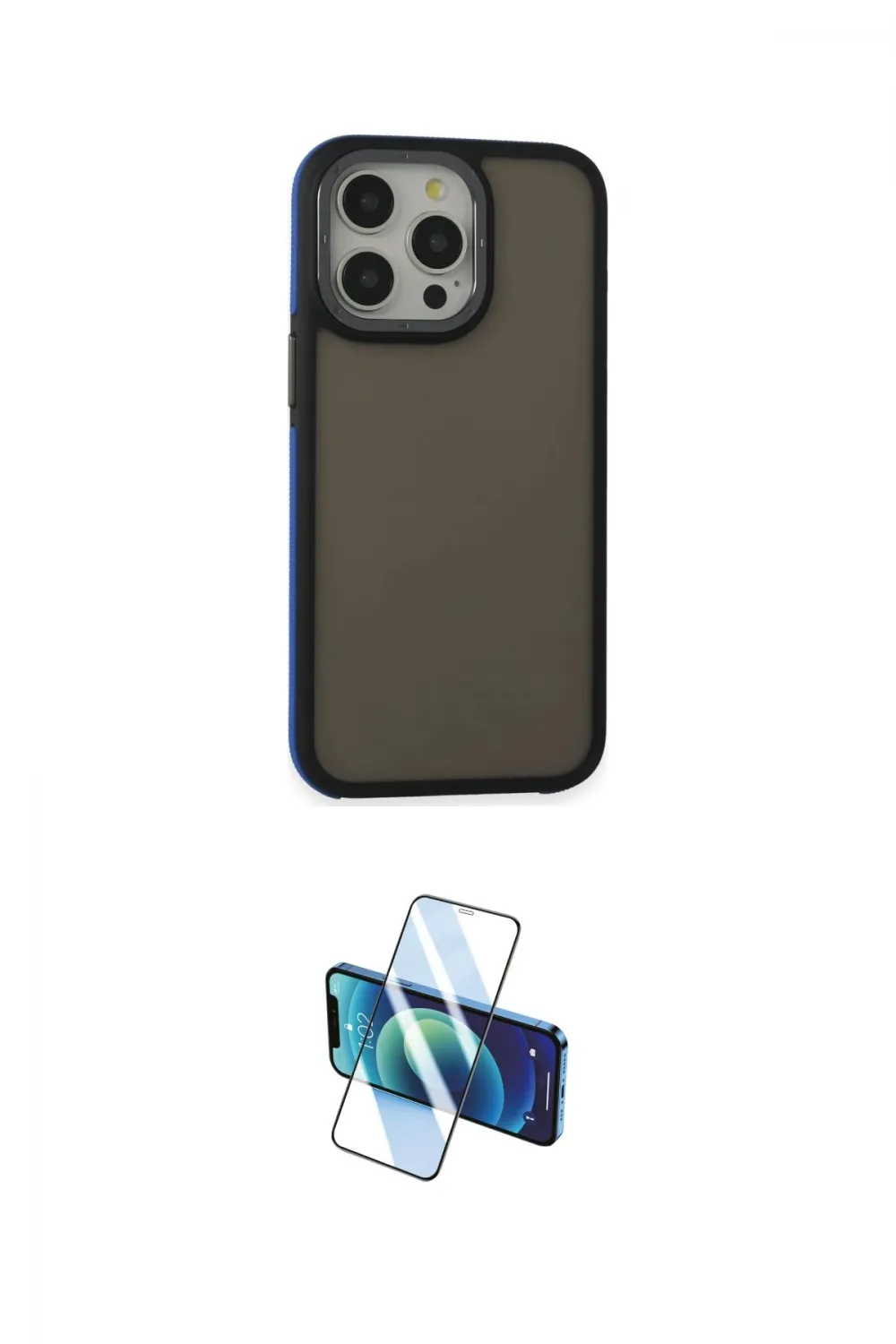 ieg™ iPhone 15 Pro Kılıf Eksen Işık - Siyah 3D Antistatik Cam Ekran Koruyucu