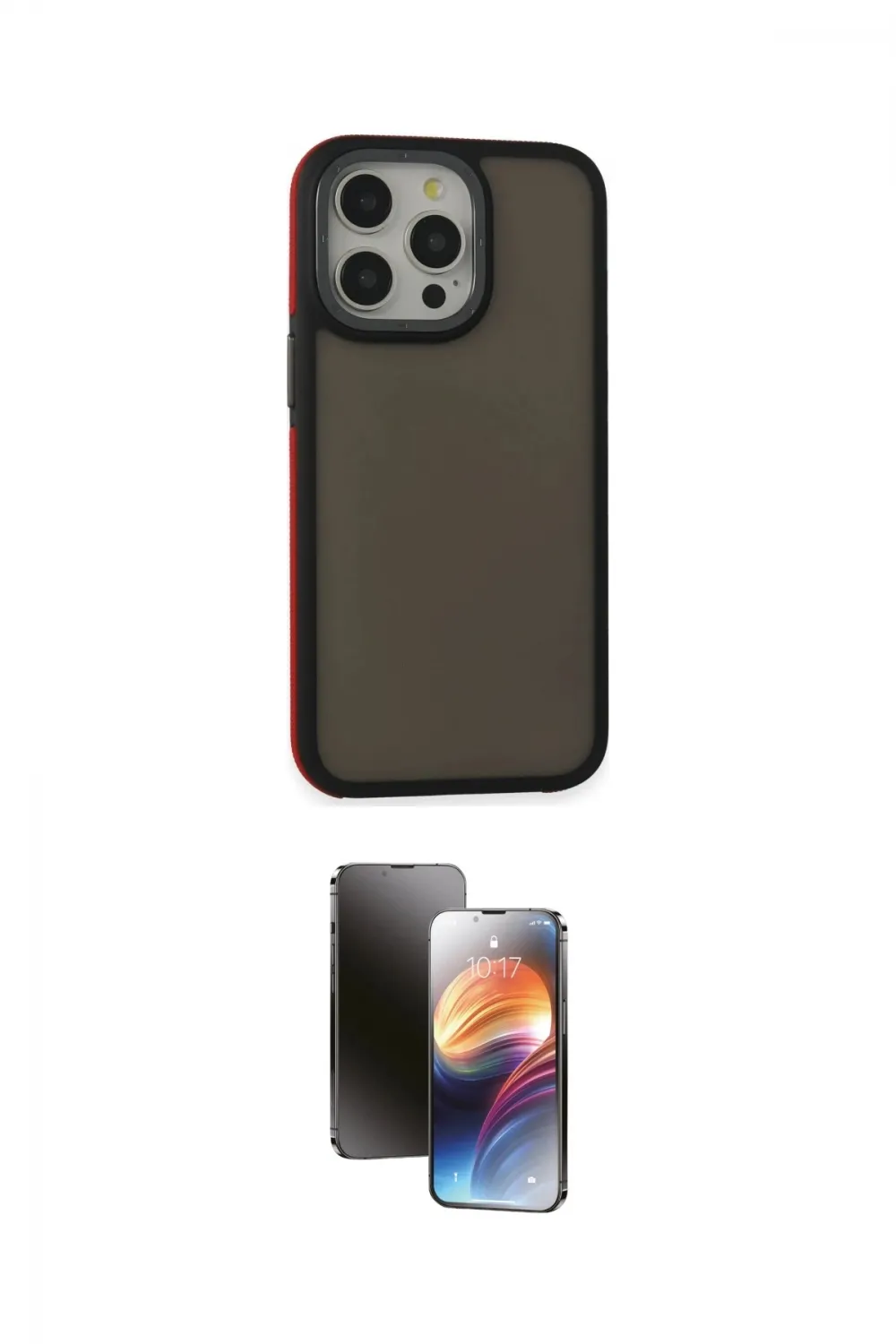 ieg™ iPhone 15 Pro Kılıf Eksen Işık - Siyah 3D Antistatik Mat Seramik Nano Ekran Koruyucu