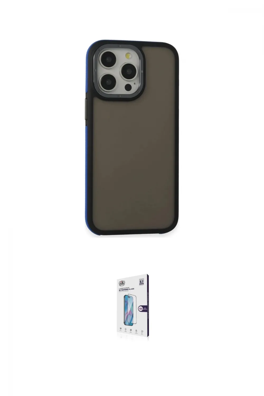 ieg™ iPhone 15 Pro Kılıf Eksen Işık - Siyah Bilvis 0.18mm Plus Cam Ekran Koruyucu