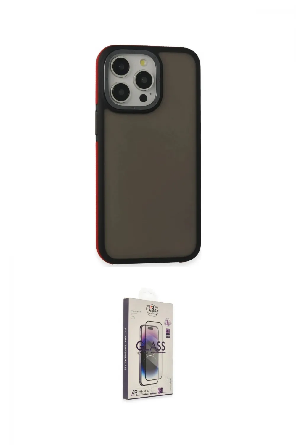 ieg™ iPhone 15 Pro Kılıf Eksen Işık - Siyah Bilvis 3D Cam Ekran Koruyucu