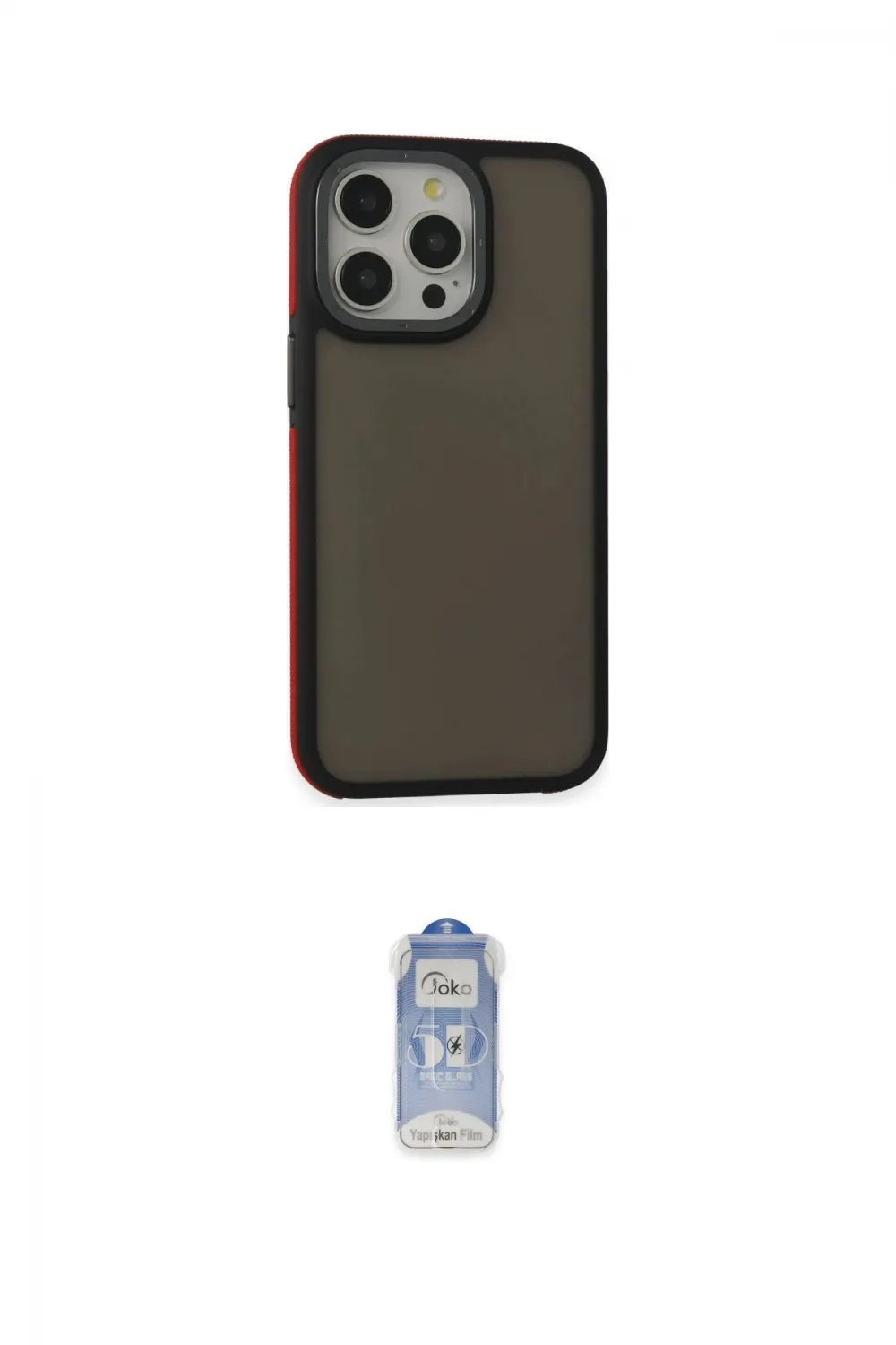 ieg™ iPhone 15 Pro Kılıf Eksen Işık - Siyah Joko Magic 5D Cam