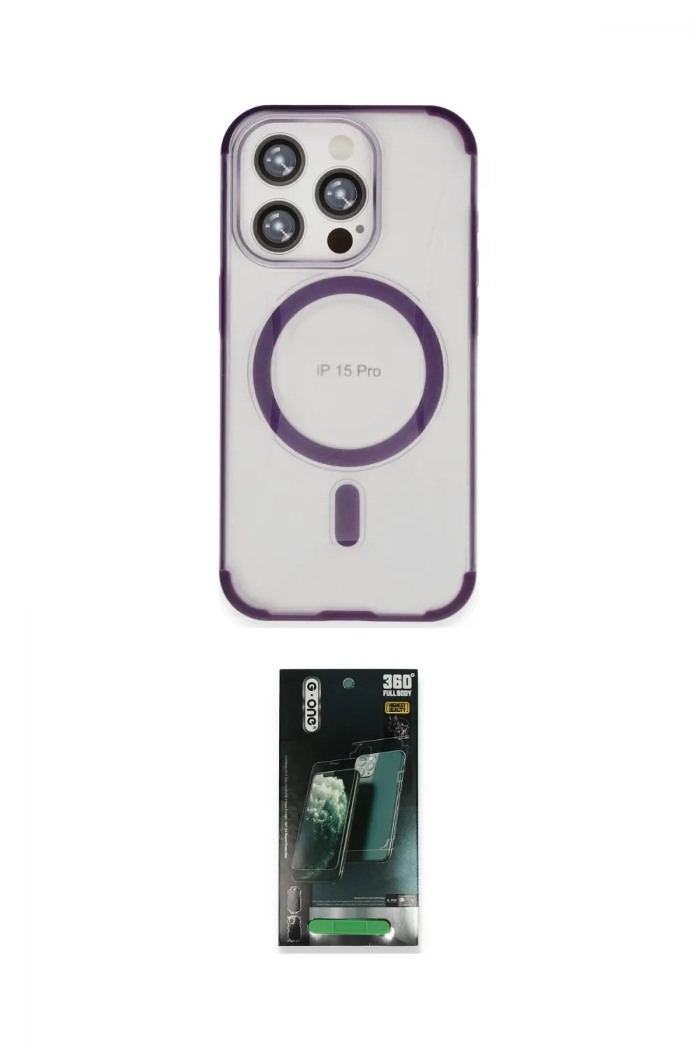 ieg™ iPhone 15 Pro Kılıf Eksen Klasik Koleksiyonu - Şeffaf 360 Full Body Arka Koruyucu