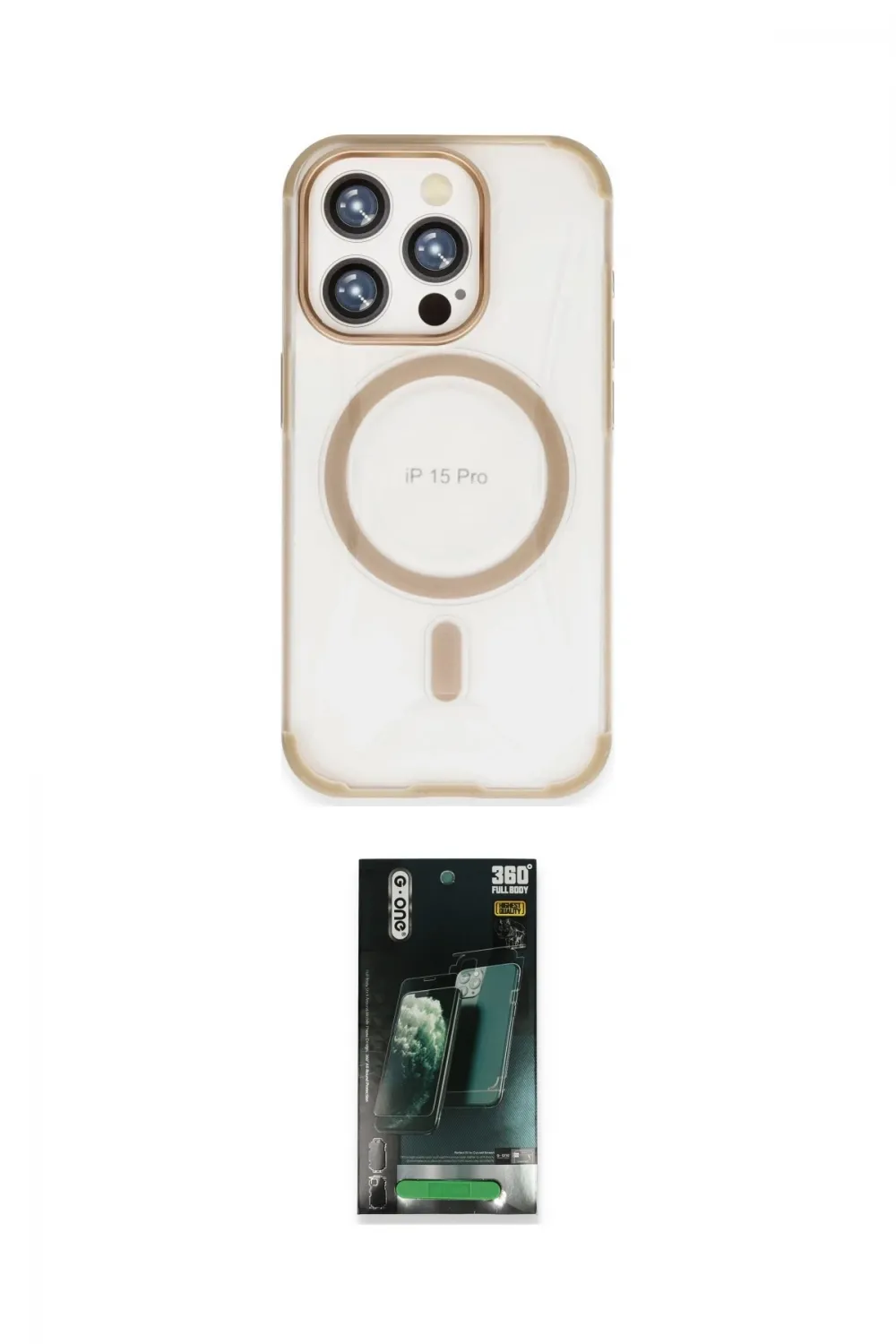 ieg™ iPhone 15 Pro Kılıf Eksen Klasik Koleksiyonu - Şeffaf 360 Full Body Arka Koruyucu
