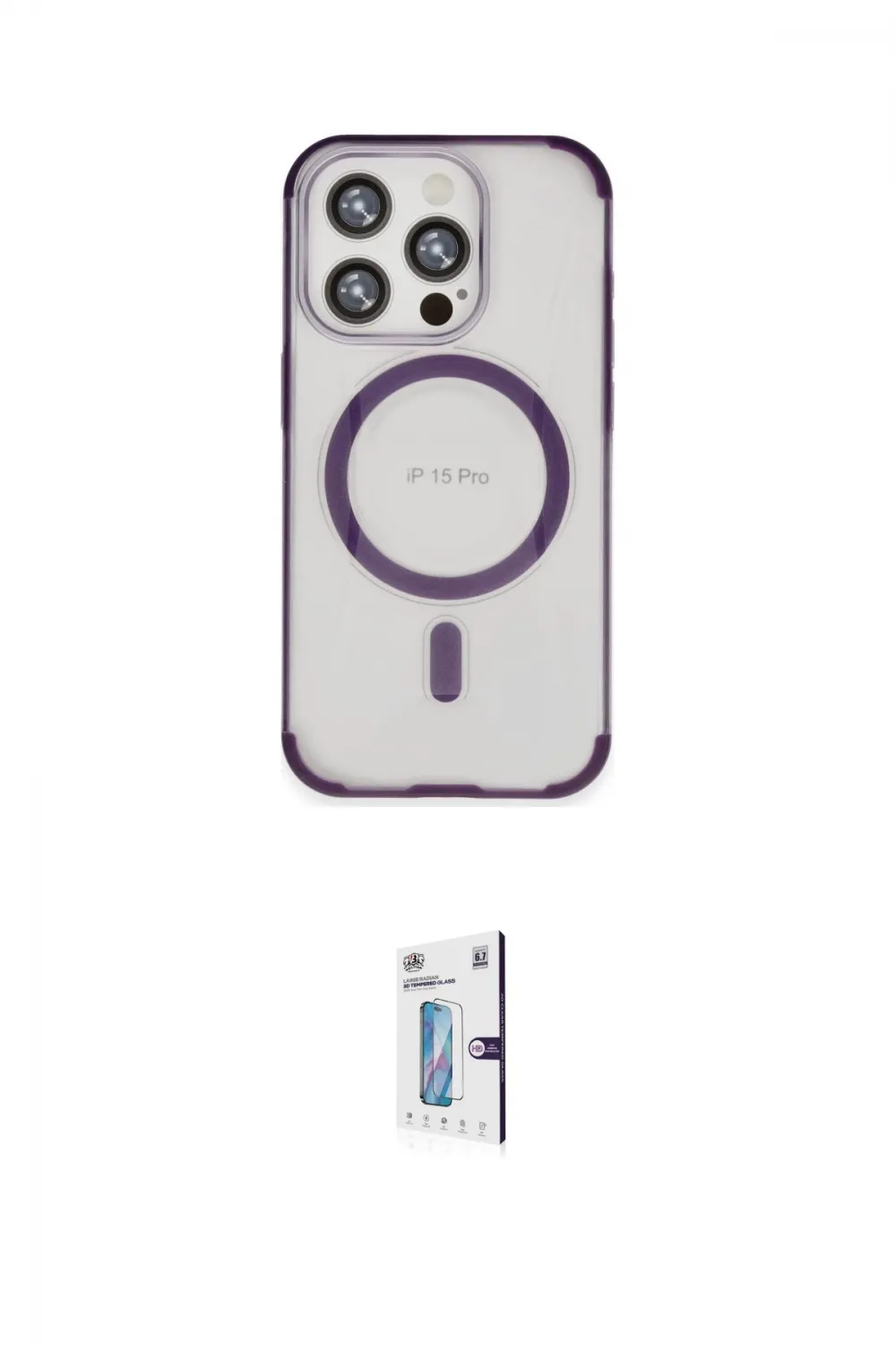 ieg™ iPhone 15 Pro Kılıf Eksen Klasik Koleksiyonu - Siyah Bilvis 0.18mm Plus Cam Ekran Koruyucu