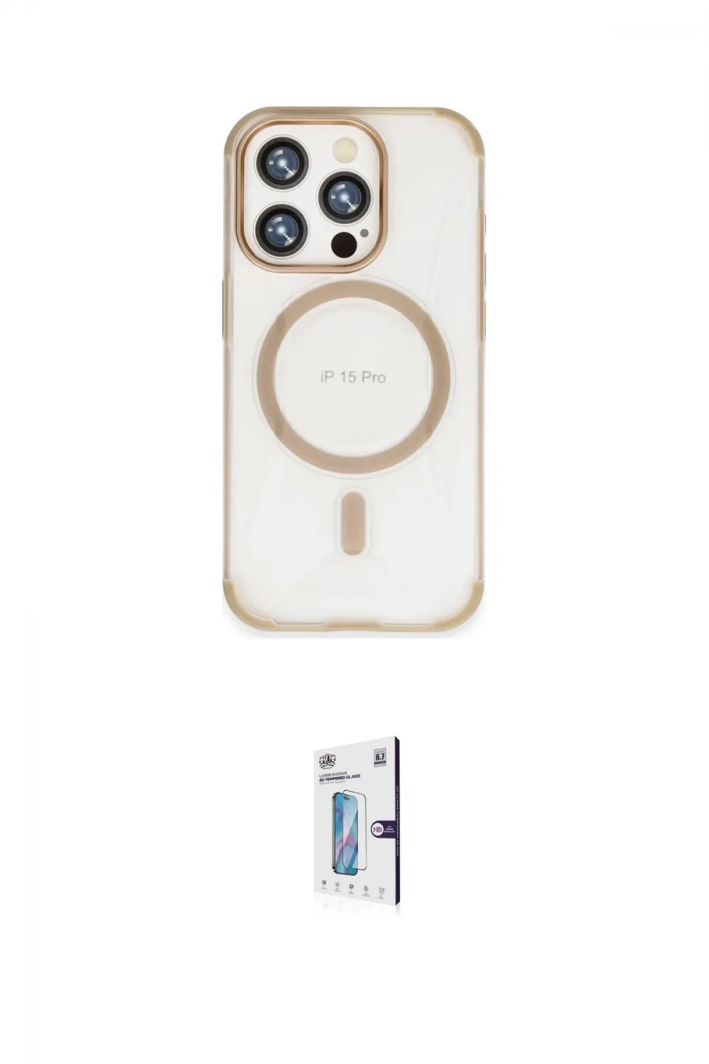ieg™ iPhone 15 Pro Kılıf Eksen Klasik Koleksiyonu - Siyah Bilvis 0.18mm Plus Cam Ekran Koruyucu