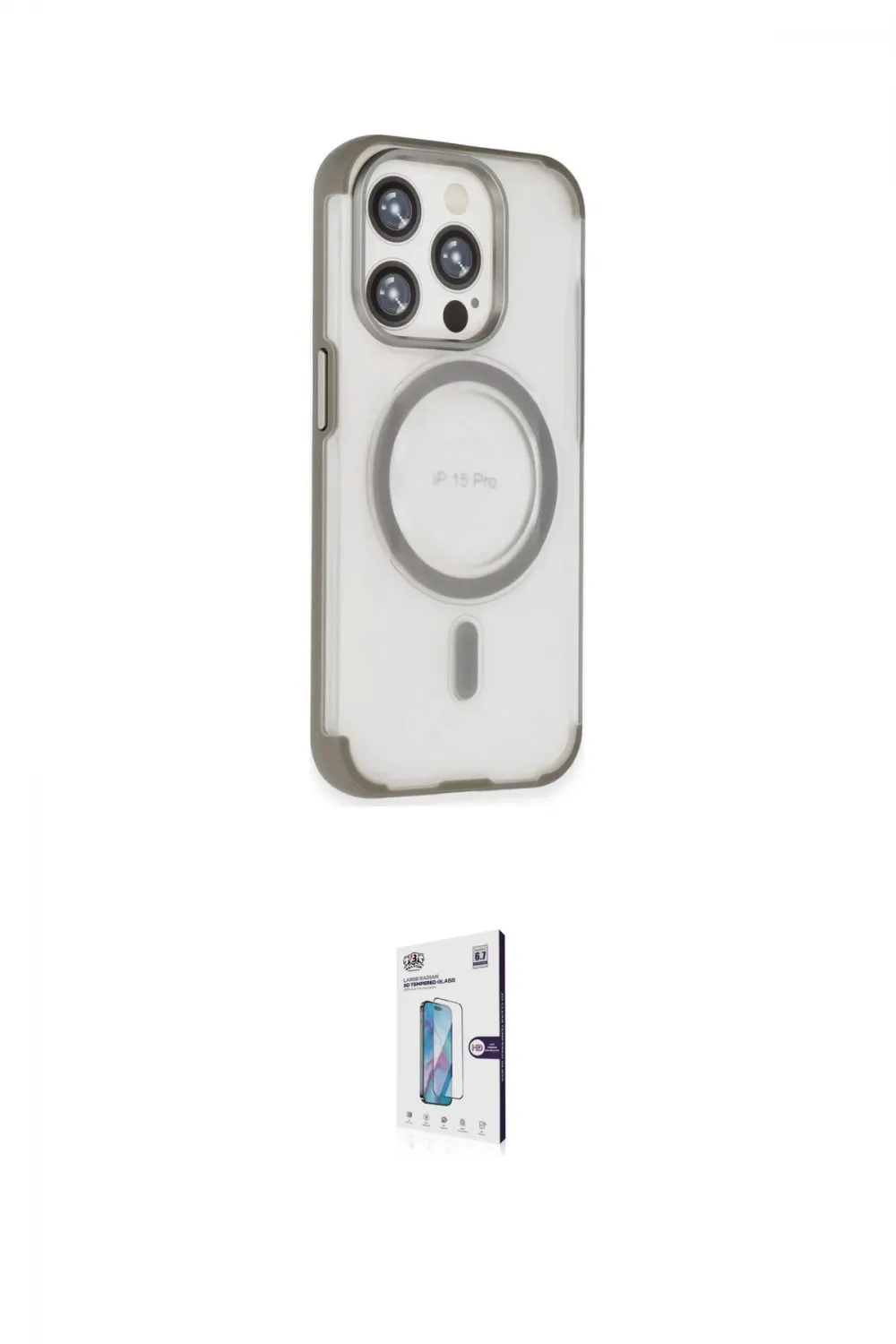 ieg™ iPhone 15 Pro Kılıf Eksen Klasik Koleksiyonu - Siyah Bilvis 0.18mm Plus Cam Ekran Koruyucu