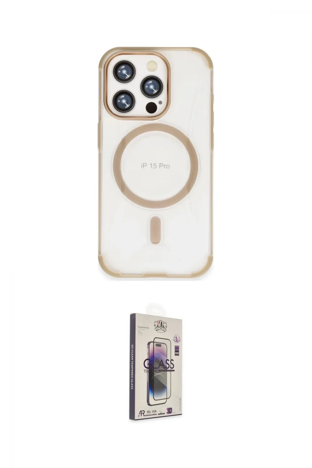 ieg™ iPhone 15 Pro Kılıf Eksen Klasik Koleksiyonu - Siyah Bilvis 3D Cam Ekran Koruyucu