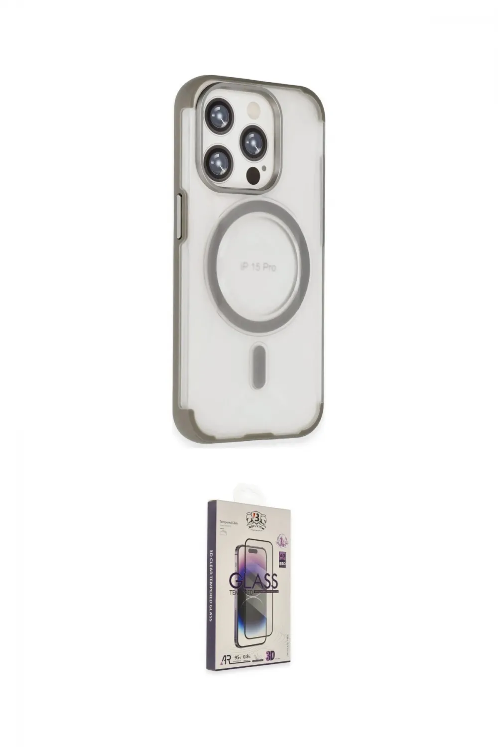 ieg™ iPhone 15 Pro Kılıf Eksen Klasik Koleksiyonu - Siyah Bilvis 3D Cam Ekran Koruyucu
