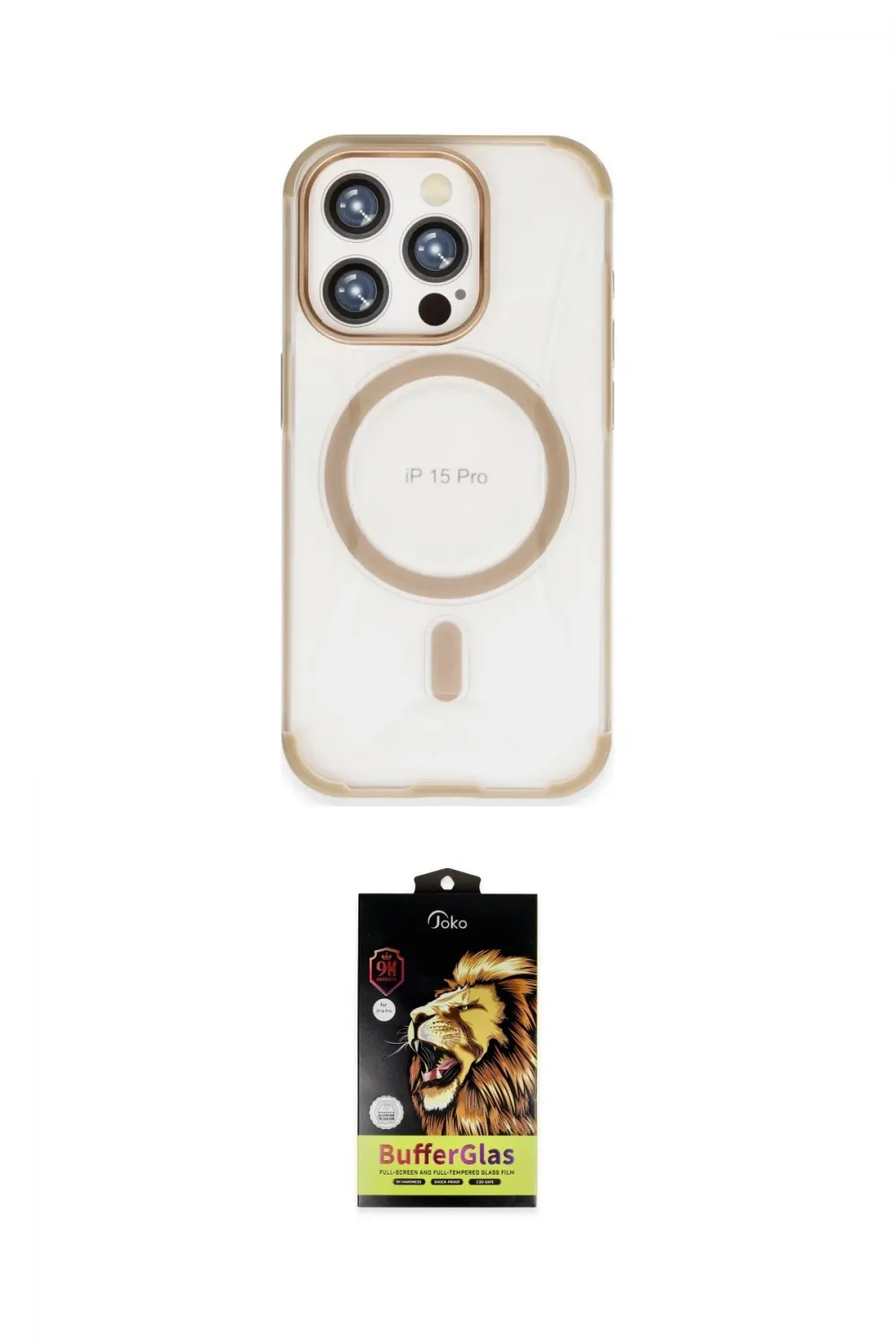 ieg™ iPhone 15 Pro Kılıf Eksen Klasik Koleksiyonu - Siyah Buffer Cam Ekran Koruyucu