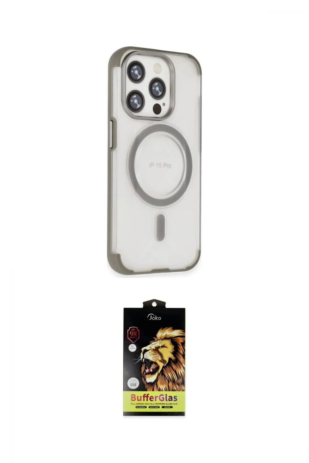 ieg™ iPhone 15 Pro Kılıf Eksen Klasik Koleksiyonu - Siyah Buffer Cam Ekran Koruyucu
