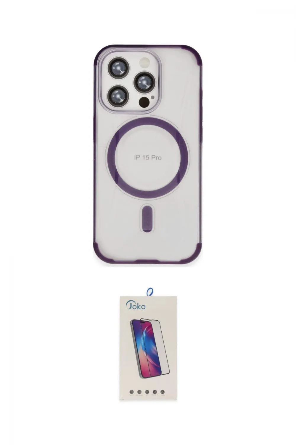 ieg™ iPhone 15 Pro Kılıf Eksen Klasik Koleksiyonu - Siyah Joko 5D Cam