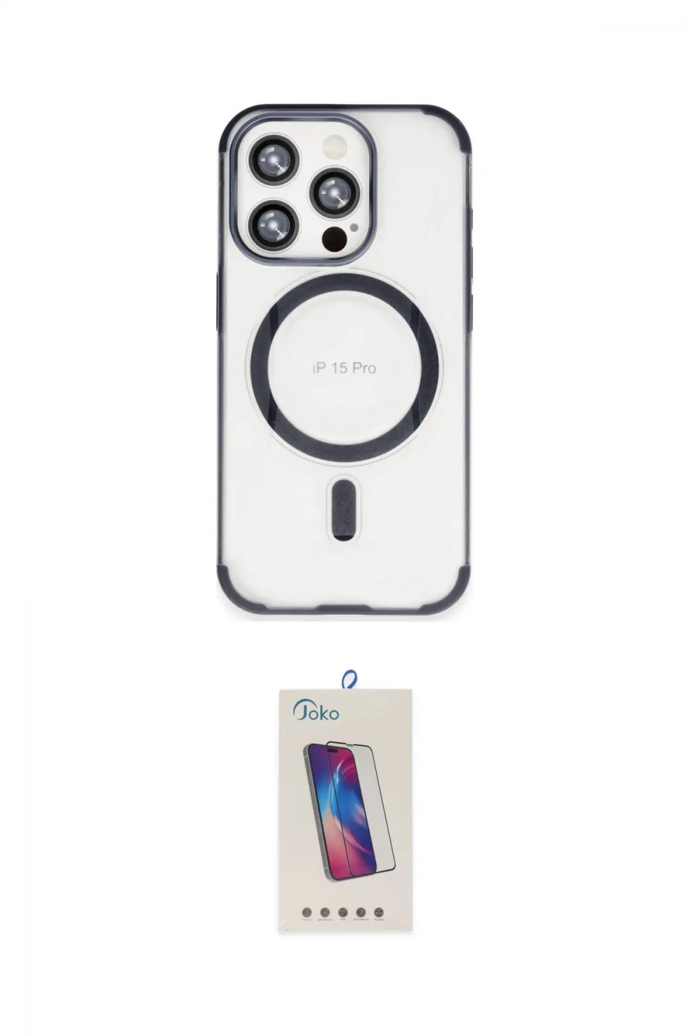 ieg™ iPhone 15 Pro Kılıf Eksen Klasik Koleksiyonu - Siyah Joko 5D Cam