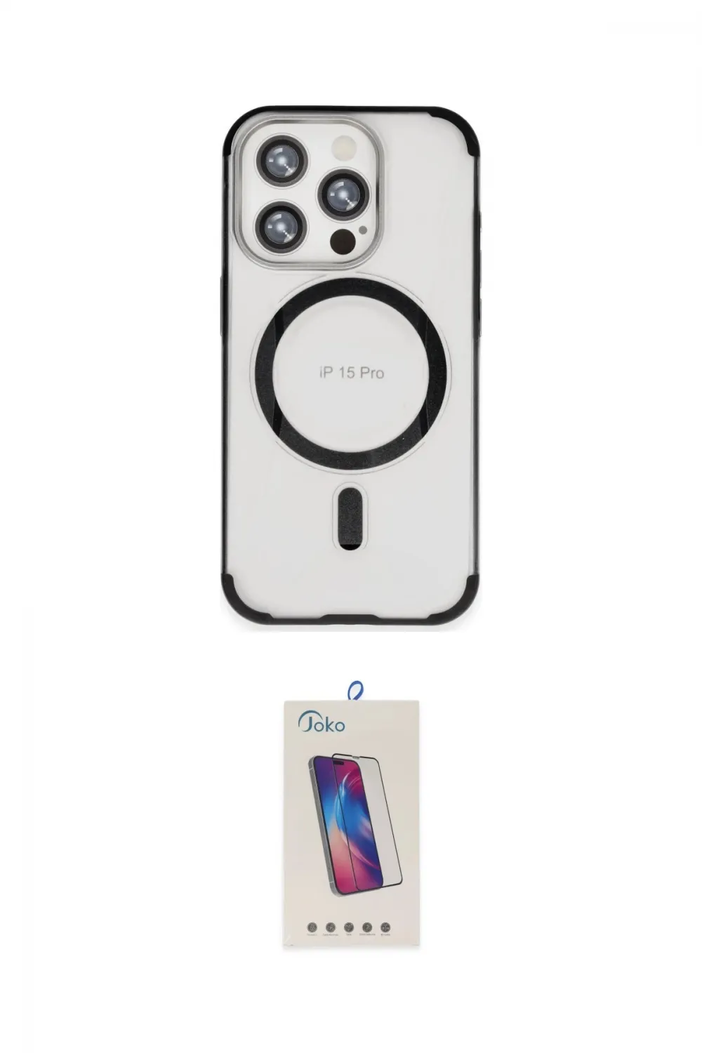 ieg™ iPhone 15 Pro Kılıf Eksen Klasik Koleksiyonu - Siyah Joko 5D Cam