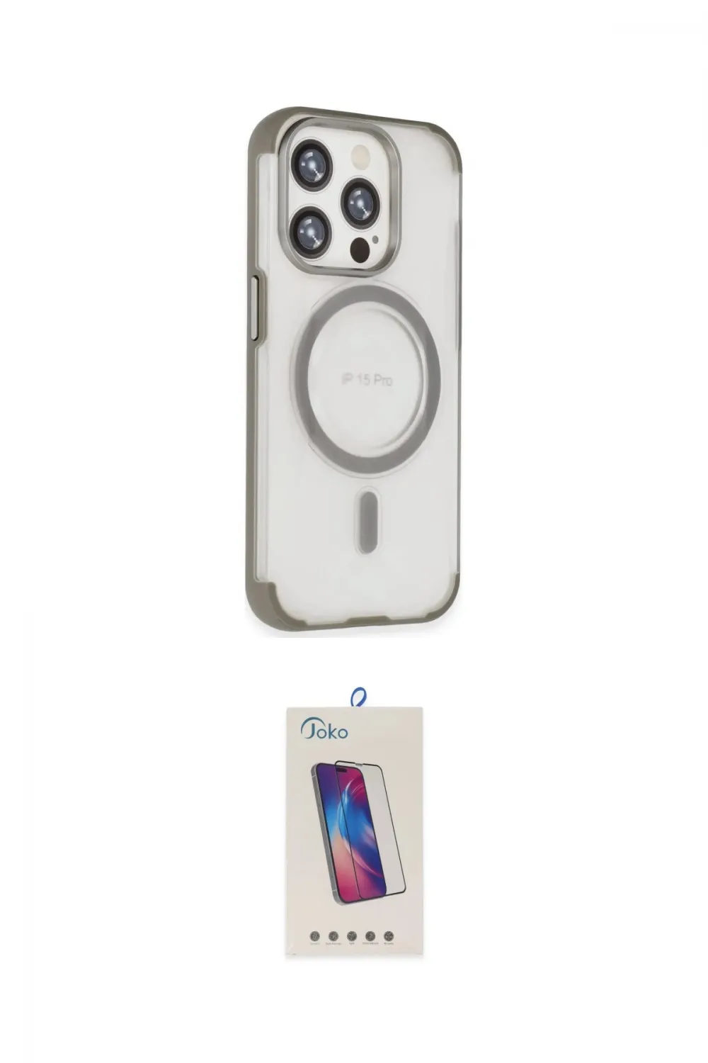 ieg™ iPhone 15 Pro Kılıf Eksen Klasik Koleksiyonu - Siyah Joko 5D Cam