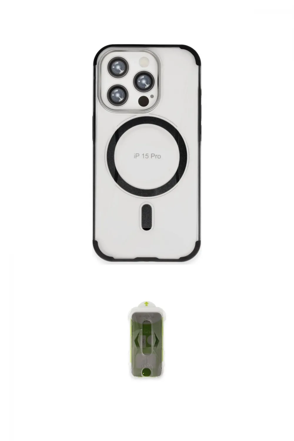 ieg™ iPhone 15 Pro Kılıf Eksen Klasik Koleksiyonu - Siyah Joko Magic 5D Hayalet Cam