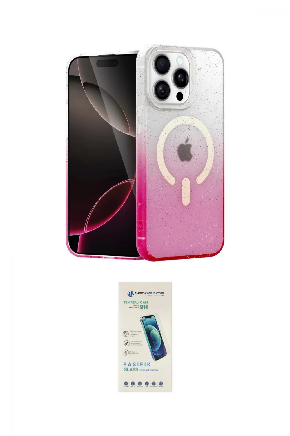 ieg™ iPhone 15 Pro Kılıf Eksen Minimal Özel Seri - Şeffaf Pasifik Cam Ekran Koruyucu