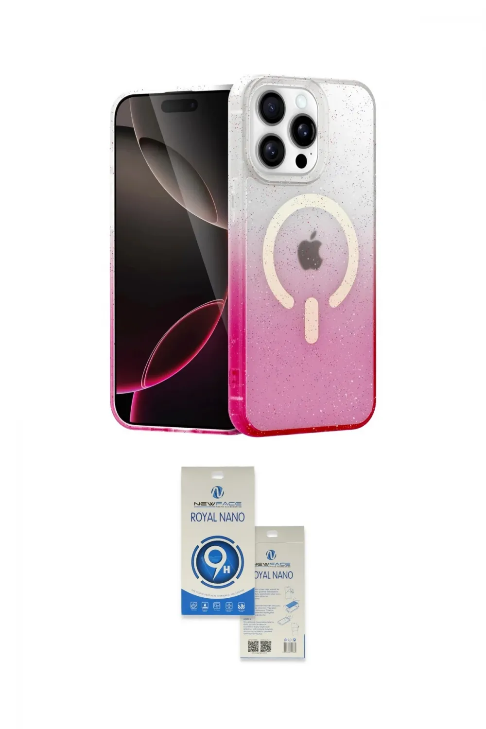 ieg™ iPhone 15 Pro Kılıf Eksen Minimal Özel Seri - Şeffaf Royal Nano Ekran Koruyucu