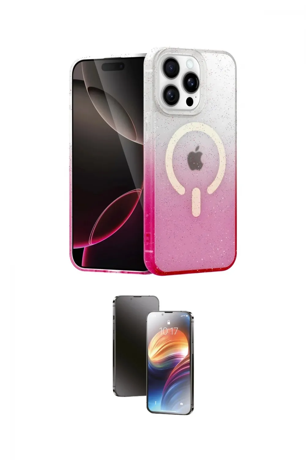 ieg™ iPhone 15 Pro Kılıf Eksen Minimal Özel Seri - Siyah 3D Antistatik Mat Seramik Nano Ekran Koruyucu
