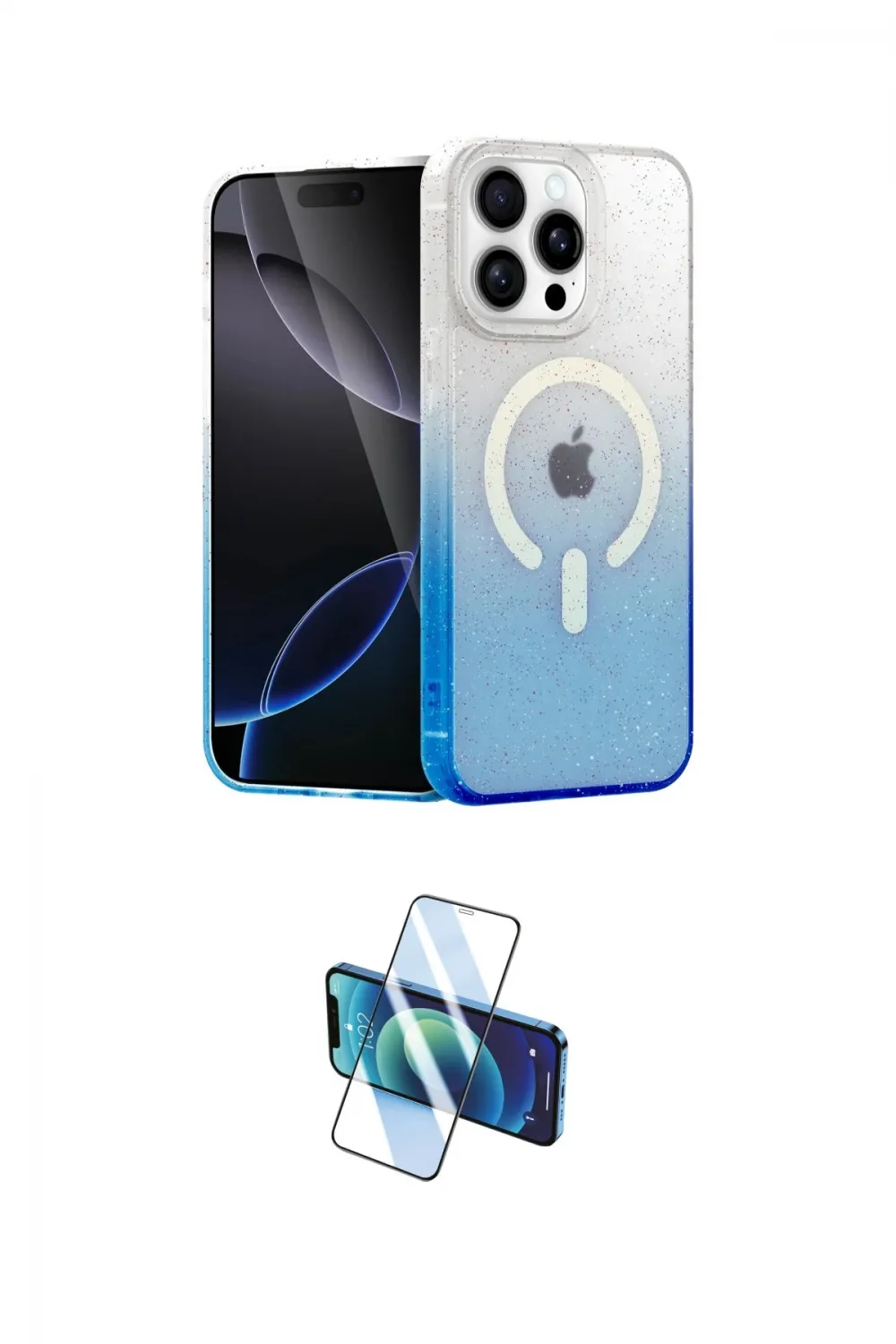 ieg™ iPhone 15 Pro Kılıf Eksen Minimal Özel Seri - Siyah 3D Antistatik Seramik Nano Ekran Koruyucu