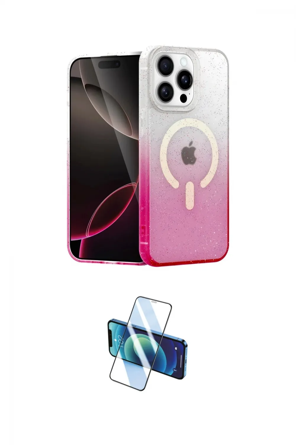 ieg™ iPhone 15 Pro Kılıf Eksen Minimal Özel Seri - Siyah 3D Antistatik Seramik Nano Ekran Koruyucu