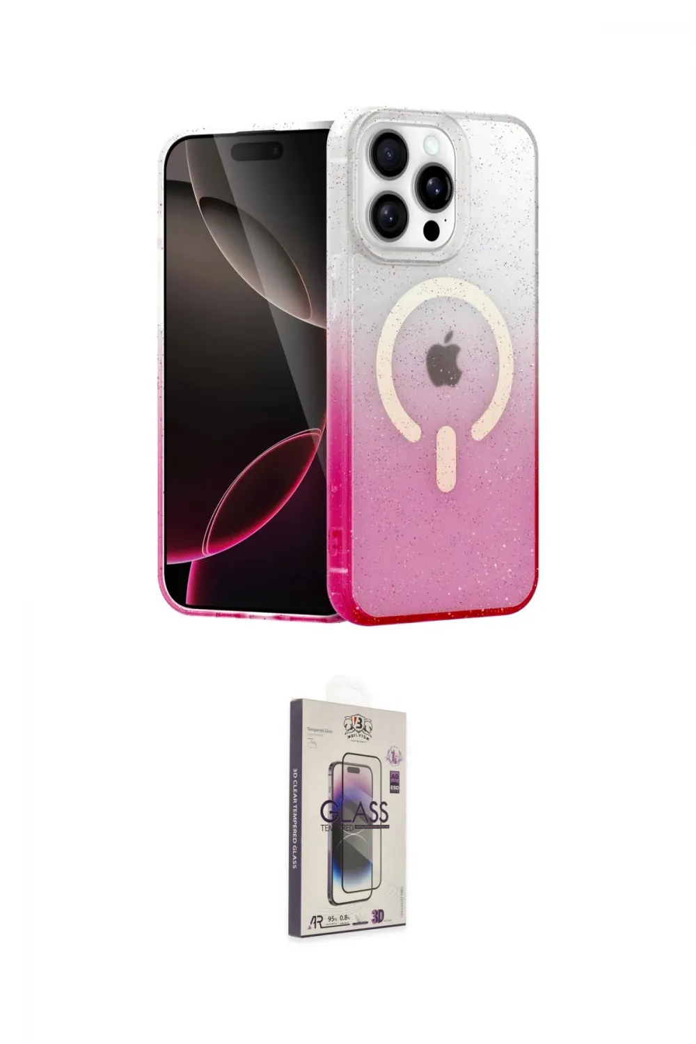 ieg™ iPhone 15 Pro Kılıf Eksen Minimal Özel Seri - Siyah Bilvis 3D Cam Ekran Koruyucu