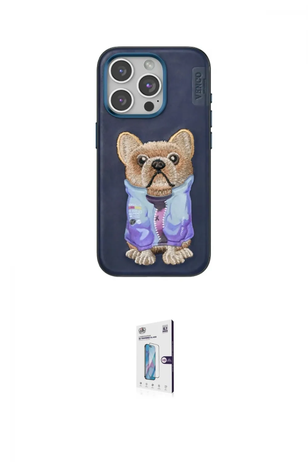 ieg™ iPhone 15 Pro Kılıf İz Minimal Koleksiyonu - Siyah Bilvis 0.18mm Plus Cam Ekran Koruyucu
