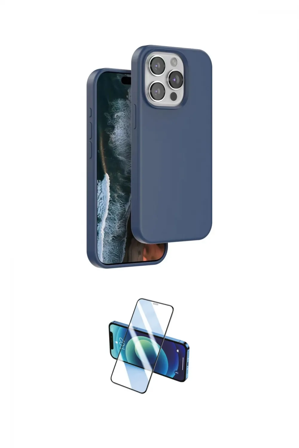 ieg™ iPhone 15 Pro Kılıf Kıvılcım Çizgi Serisi - Siyah 3D Antistatik Cam Ekran Koruyucu