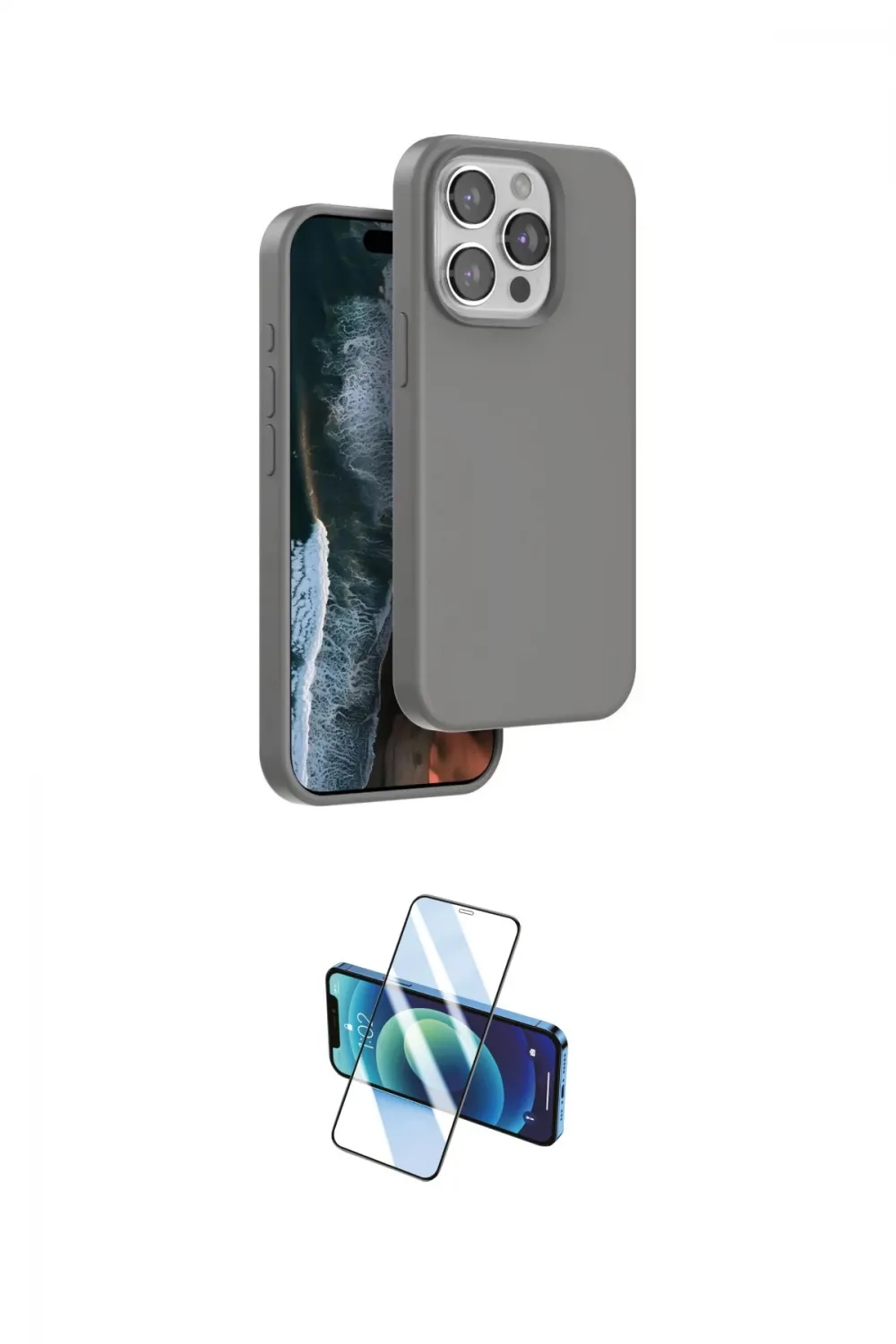 ieg™ iPhone 15 Pro Kılıf Kıvılcım Çizgi Serisi - Siyah 3D Antistatik Cam Ekran Koruyucu