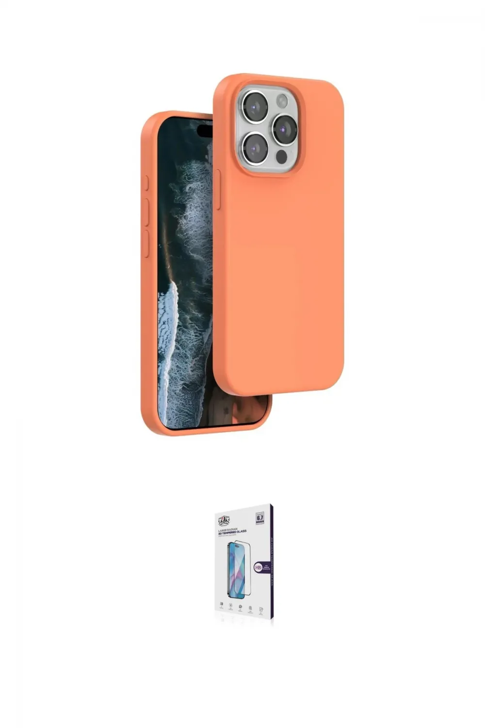 ieg™ iPhone 15 Pro Kılıf Kıvılcım Çizgi Serisi - Siyah Bilvis 0.18mm Plus Cam Ekran Koruyucu