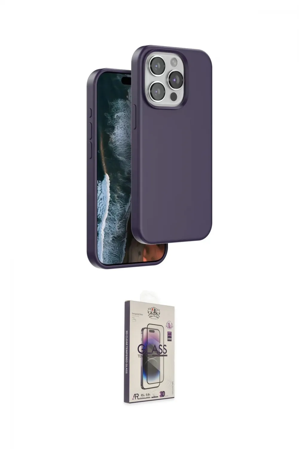 ieg™ iPhone 15 Pro Kılıf Kıvılcım Çizgi Serisi - Siyah Bilvis 3D Cam Ekran Koruyucu
