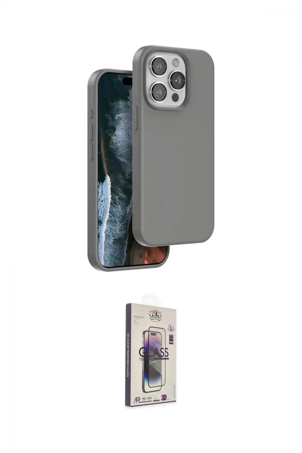 ieg™ iPhone 15 Pro Kılıf Kıvılcım Çizgi Serisi - Siyah Bilvis 3D Cam Ekran Koruyucu