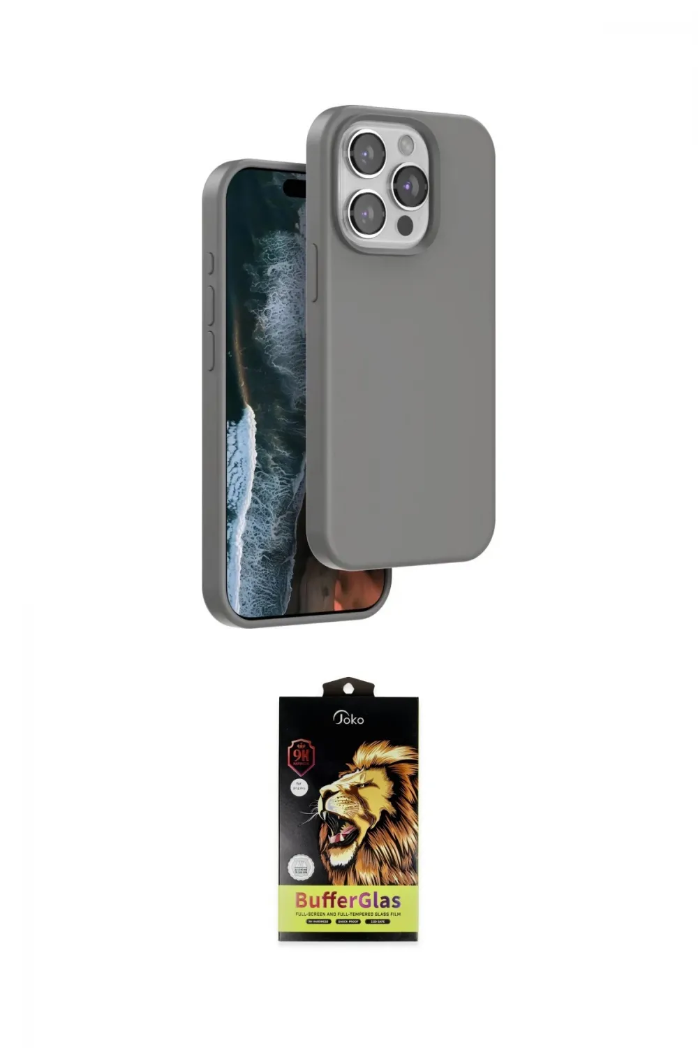ieg™ iPhone 15 Pro Kılıf Kıvılcım Çizgi Serisi - Siyah Buffer Cam Ekran Koruyucu