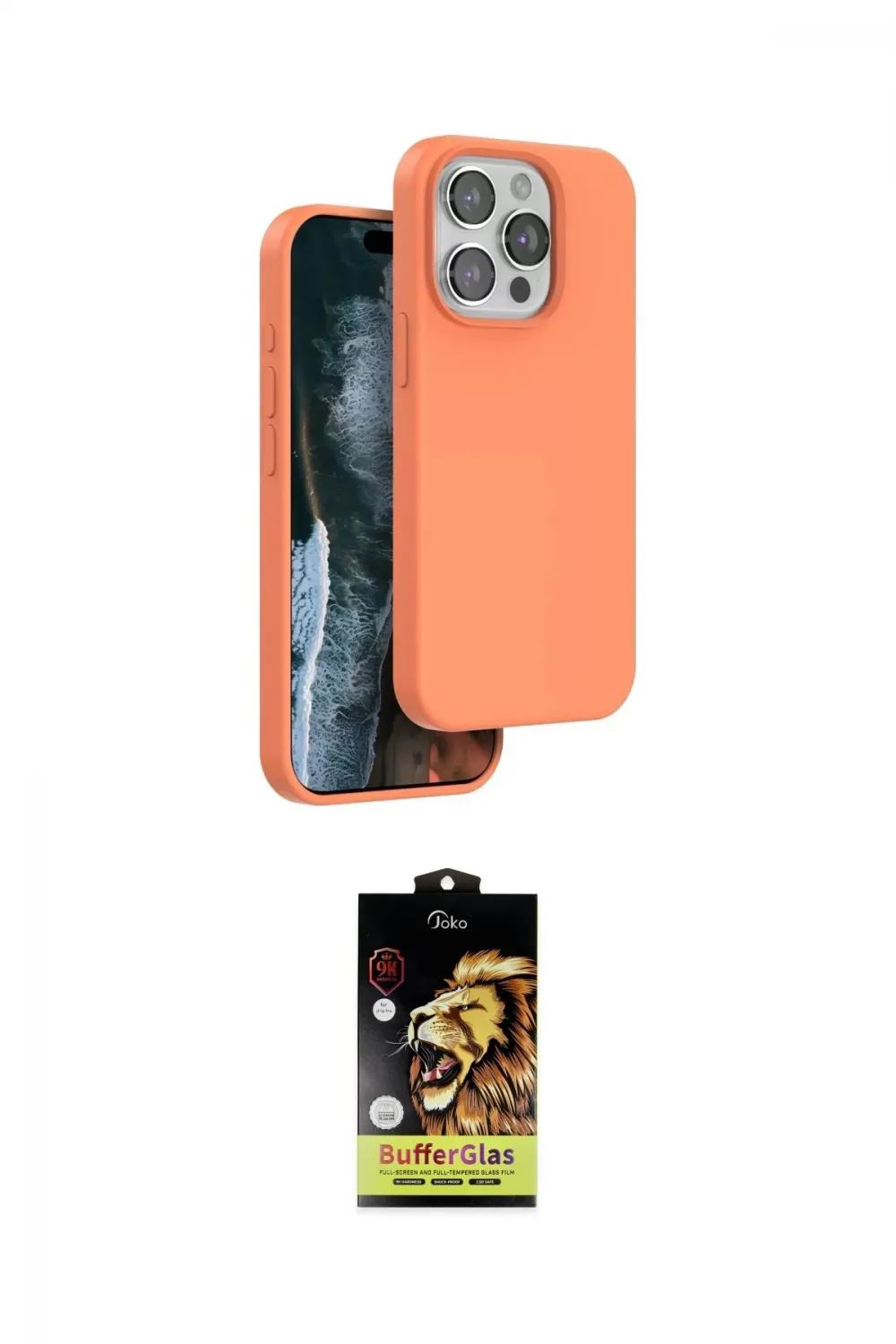 ieg™ iPhone 15 Pro Kılıf Kıvılcım Çizgi Serisi - Siyah Buffer Cam Ekran Koruyucu
