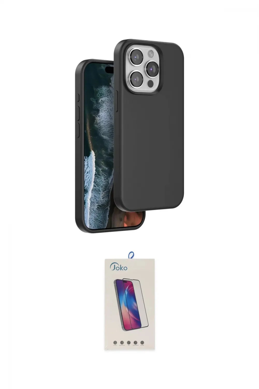 ieg™ iPhone 15 Pro Kılıf Kıvılcım Çizgi Serisi - Siyah Joko 5D Cam