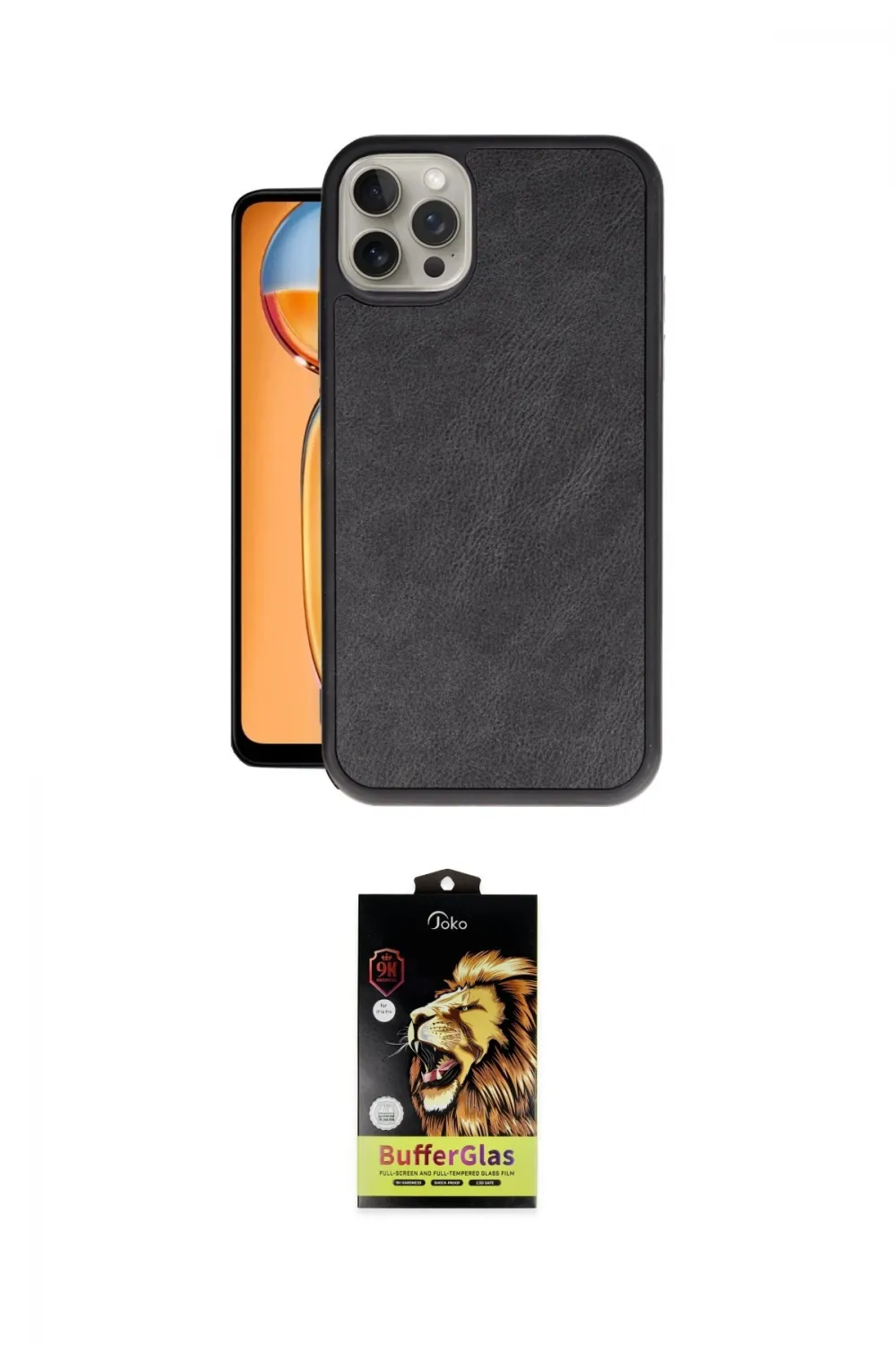 ieg™ iPhone 15 Pro Kılıf Kıvılcım Işık Serisi - Siyah Buffer Cam Ekran Koruyucu