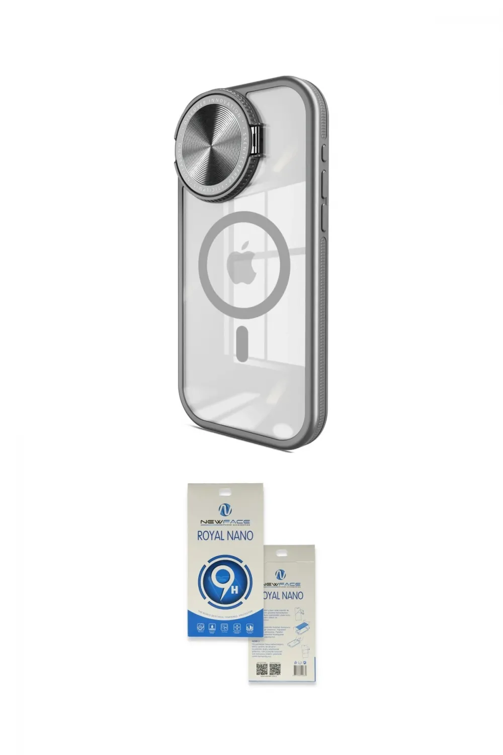 ieg™ iPhone 15 Pro Kılıf Kıvılcım Modern Koleksiyonu - Şeffaf Royal Nano Ekran Koruyucu