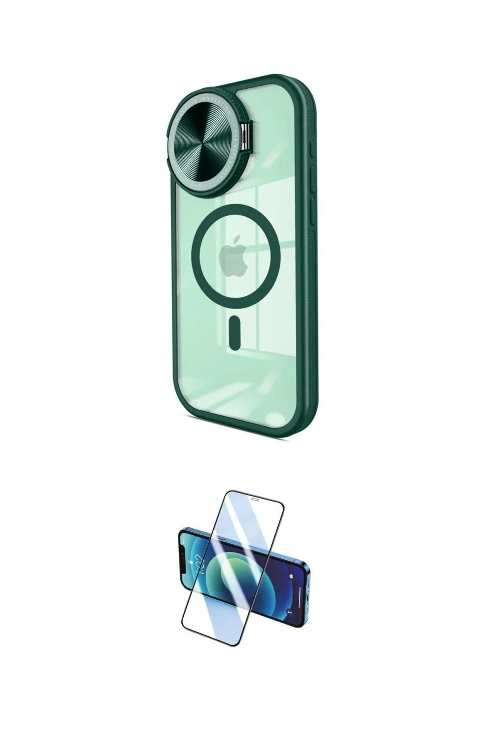 ieg™ iPhone 15 Pro Kılıf Kıvılcım Modern Koleksiyonu - Siyah 3D Antistatik Cam Ekran Koruyucu